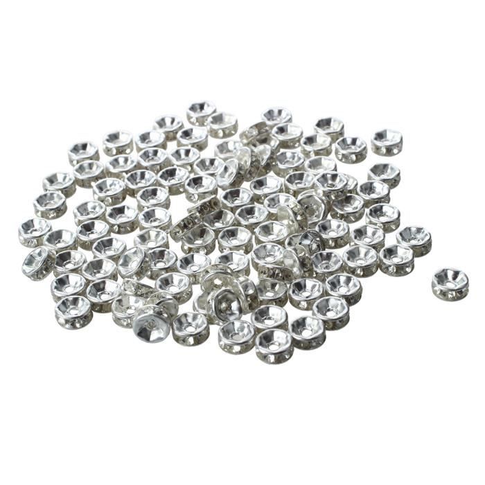 100 x Perle en Verre Transparent 6mm Argent 100 x Perle en Verre Transparent 6mm Argent