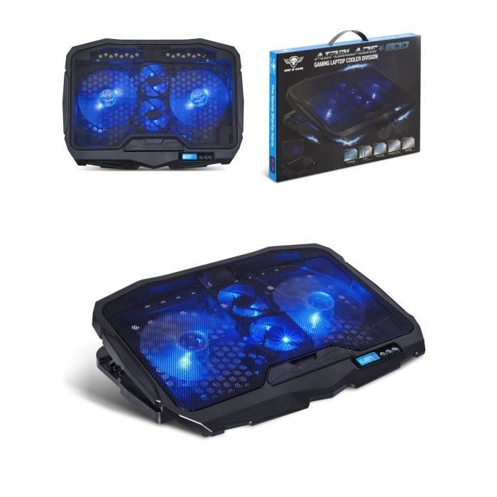 Support refroidisseur – Spirit of Gamer – AIRBLADE 600 – 4 ventilateurs silencieux – LED bleue – USB 2 ports