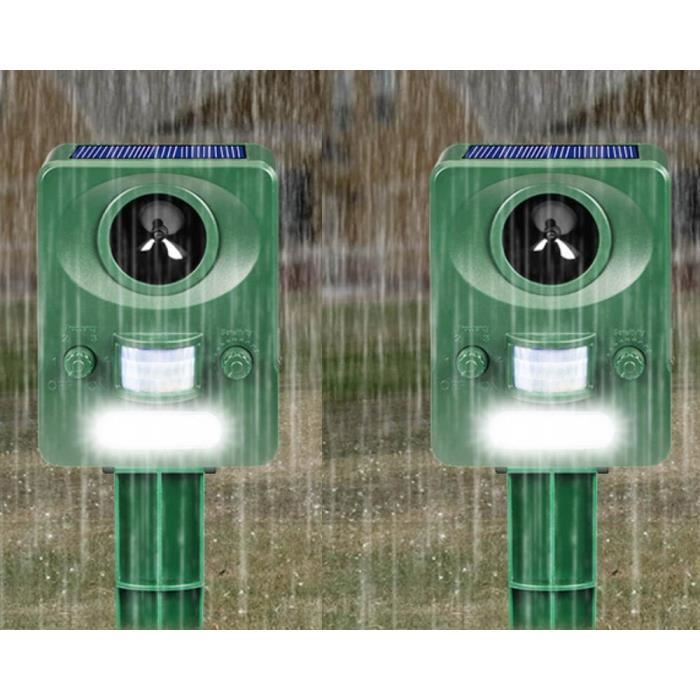 Repulsif Chat Exterieur, 360° Ultrason Solaire Répulsif Taupe Avec Détecteur De Mouvement Et Lumière Clignotante, Etanche IP66 7 Modes Repulsif Serpent Pour Campagnols Raton Sauvage Lapin