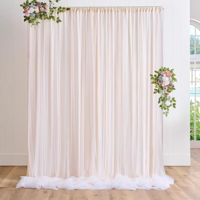 Rideau De Mariage En Tulle FANSU - Blanc, 0.76x8 M, Pour Arche, Décoration Cérémonie, Mousseline Légère