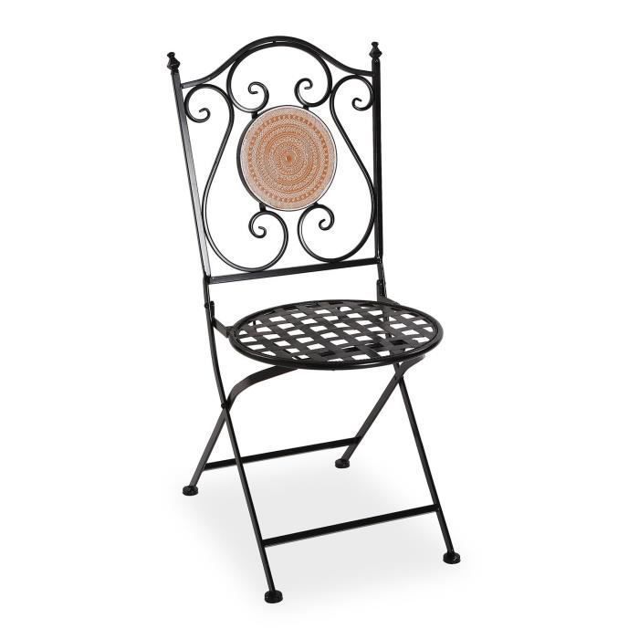 chaise de jardin trumpington - métal - noir et orange - versa