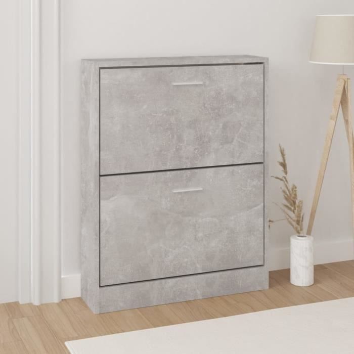 vidaXL Armoire à chaussures Gris béton 59x17x81 cm Bois dingénierie 342537