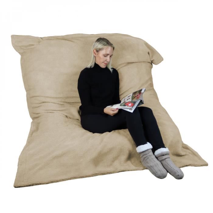 Pouf Poire Géant XXL Velours Beige 120x150 Cm - Confortable Et Ergonomique Pour Intérieur