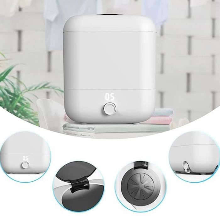 Mini Lave-linge - Vvikizy - Machine à Laver Itinérante - Blanc - 11lbs - Batterie Li-Ion 2000mAh + Type C - 242x196x196mm - Vvikizy
