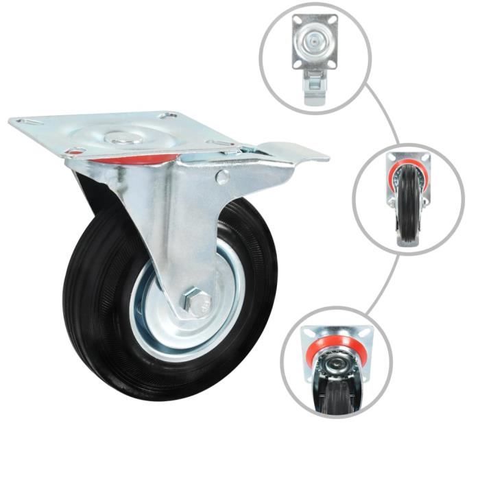 Lot De 4 Roulettes Pivotantes 100x36 Mm - Avec 2 Freins - Neuves Pour Chariot