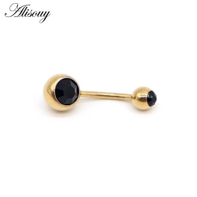 Anneau de nombril,Blackanneaux de nombril en acier inoxydable, couleur or anodisé, Piercing de