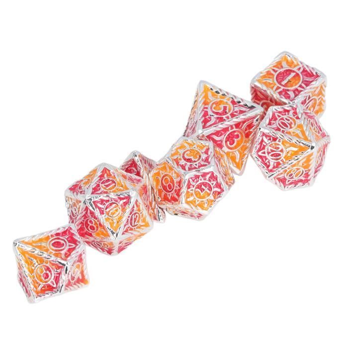 Asmodee Set De Dés Cristal – 7 Dés – Orange Hexaèdre – 16/19 Mm – Jeu De Rôle