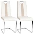Chaises de salle à manger en cuir Simili - Lot de 6 - Style contemporain - Blanc et beige-1