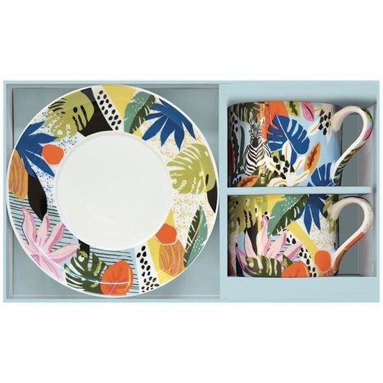 Coffret 2 Tasses à Déjeuner En Porcelaine 24 Cl - Easy Life - Pour Café, Thé - Design Simple Et élégant