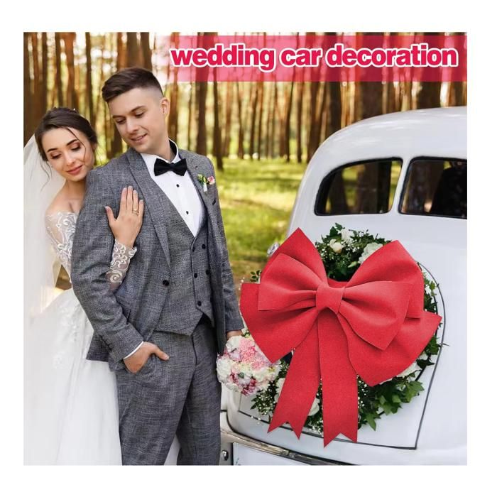 Vvhippo Gros Noeud Cadeau Voiture, Grand Nœud Rouge – XXL 76 Cm, Noeud Cadeau Grand, Noeud Cadeau Géant Pour Les Mariages, Les Nouvelles Maisons, Les Fêtes(Happy Brithday