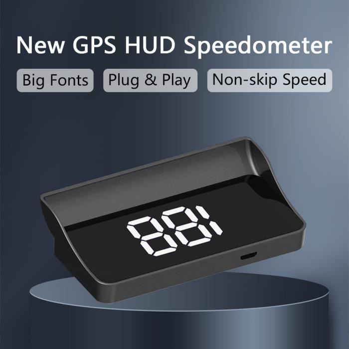KMH blanc - Projecteur de vitesse de pare-brise pour toutes les voitures,  GPS HUD, Compteur de vitesse, Plug