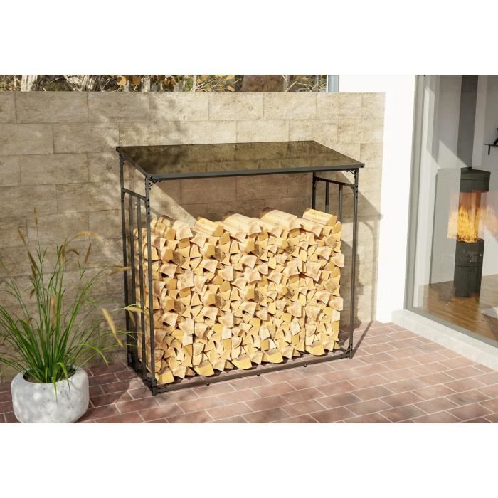 CLP Abri Extérieur Bois Chauffage Ruston - Range Bûches Aluminium Taille M - Stockage Bûches Résistant