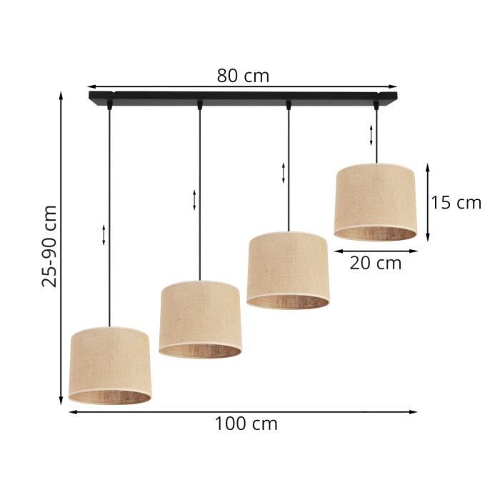 Light-Home Juta Abat Jour Suspension Luminaire Lustre - E27 - Classique ...