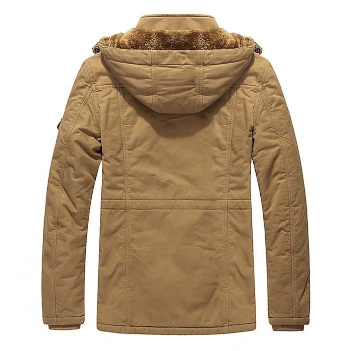 Manteau D'hiver Homme Mi-long - Veste Chaude Avec Capuche, Déperlant, Coupe-vent, Multiple Poches, Pour Plein Air