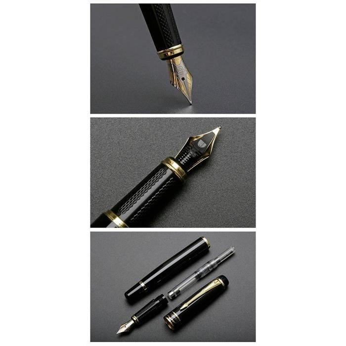 Wordsworth & Black Kit stylo plume, Plume dorée moyenne 18 carats, Comprend  24 cartouches d'encre, Convertisseur de recharge d'encre et coffret cadeau,  Finition or, Calligraphie, [Rouge cramoisi] : : Fournitures de  bureau