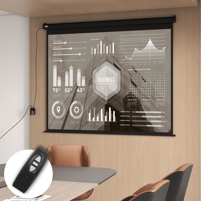 Écran Vidéoprojecteur Motorisé 120 Pouces HOMCOM - 4K HD, 1:1, Télécommande, Montage Mur/Plafond - 5