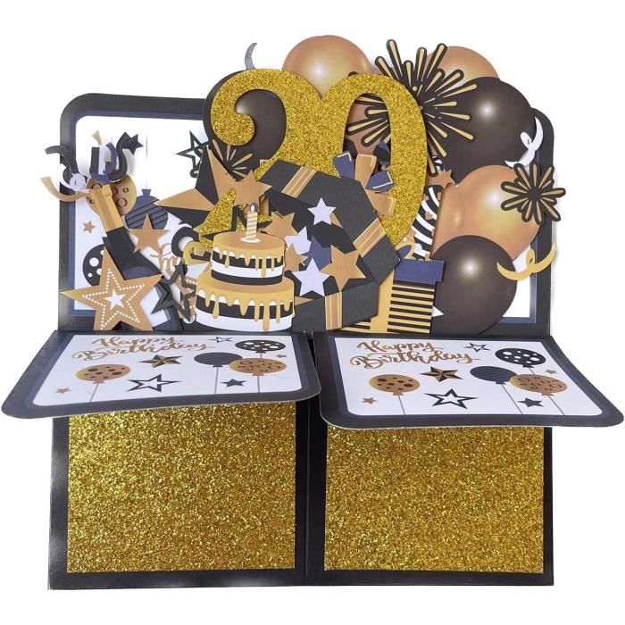 Carte D'Anniversaire 3D 20 Ans - Avec Enveloppe, Pop-up Fleur Et Papillon, 13x18cm