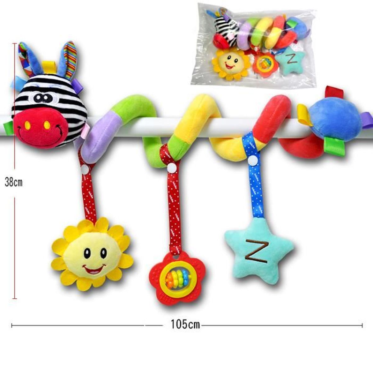 Spirale Bebe Jouet Suspendu En Peluche Avec Hochet Bebe Parfait Pour Poussette Landau Berceau Lit Jouet Poussette Pour Bebe Enfant Fille Garcon Jouet Educatif Type 1 Cadeaux De Naissance Et Souvenirs Bebe