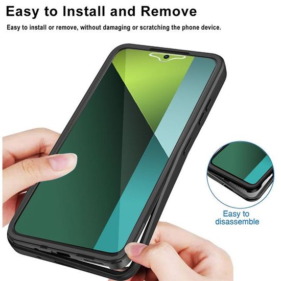 Coque XINYEXIN Pour Xiaomi Redmi Note 13 Pro 5G / Poco X6 5G – Noir, Protection Caméra Coulissante, Anneau Rotatif 360°