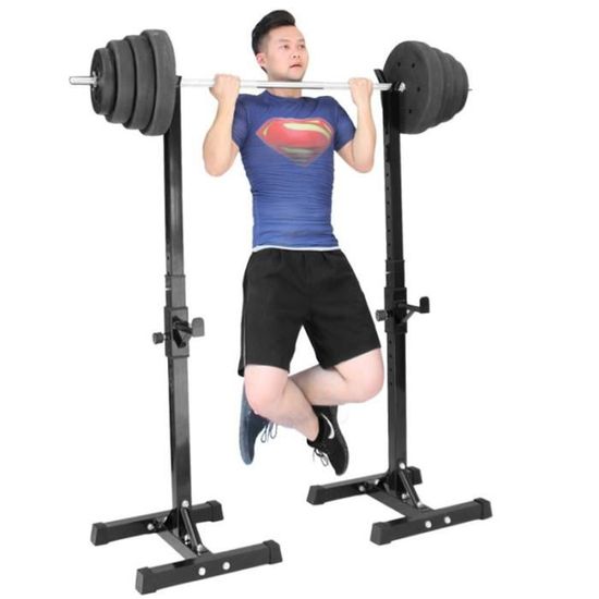 Support De Squat Réglable - 9 Niveaux De Hauteur, Charge 200 Kg, Pour Home Gym, Noir