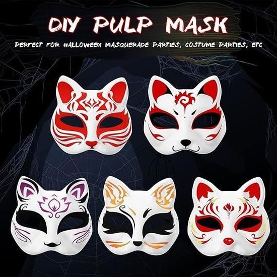 Gadpiparty Masques De Chat Vierges Pour Bricolage - Kit 3 Masques Halloween Avec Cheveux Synthétiques Et Maille, Idéal Mascarade Et Cosplay