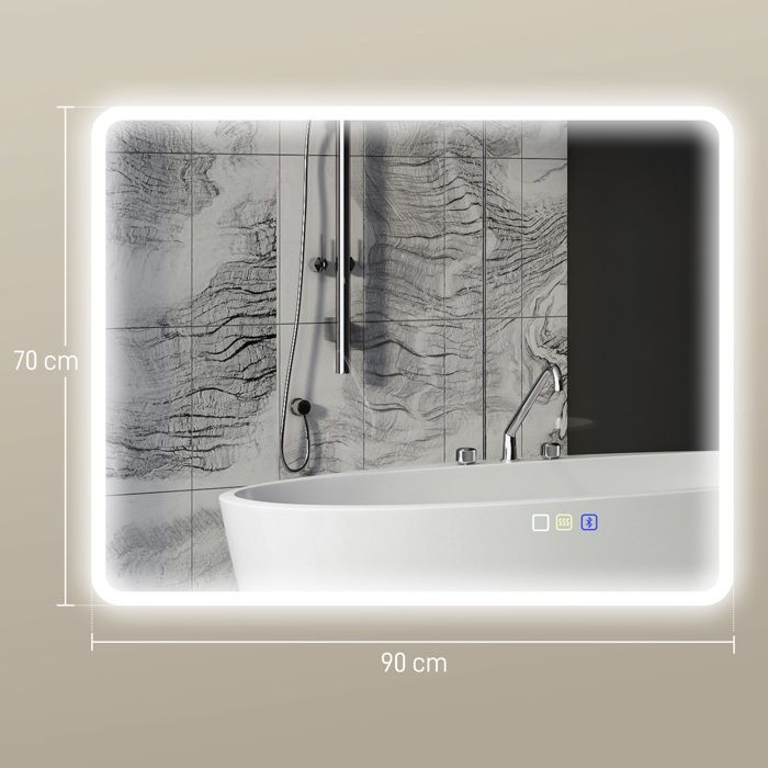 Arqué Miroir Salle De Bain Avec Éclairage 90x60cm, Bluetooth, Anti Buée, Dimmable, 3 Couleurs Lumiere Fonction Memoire Miroir Arche Mural Led Noir 95825632 Arqué Miroir Salle De Bain Avec Éclairage 90x60cm, Bluetooth, Anti Buée, Dimmable, 3 Couleurs Lumiere Fonction Memoire Miroir Arche Mural Led Noir 95825632