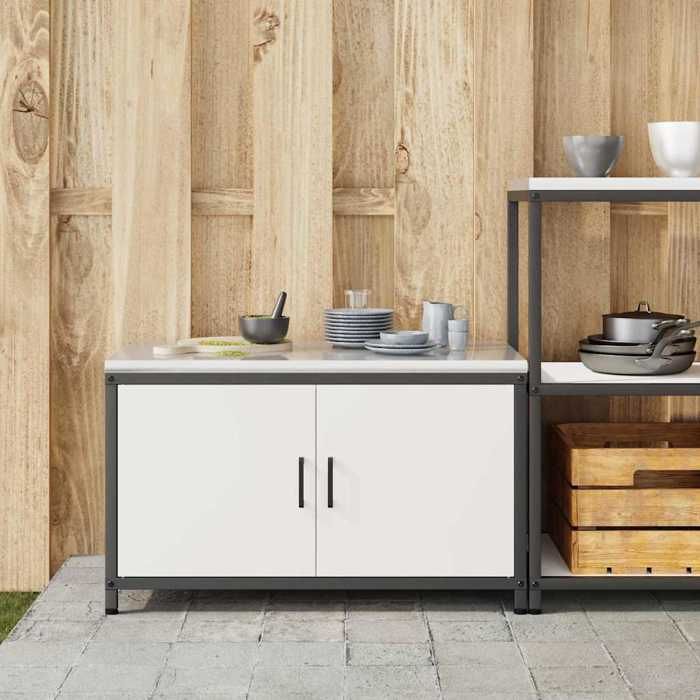 Meuble Sous-Évier Cuisine 3 Portes 2 Compartiments Shally Dogan - Blanc 120x50x85 Cm, Bois Solide