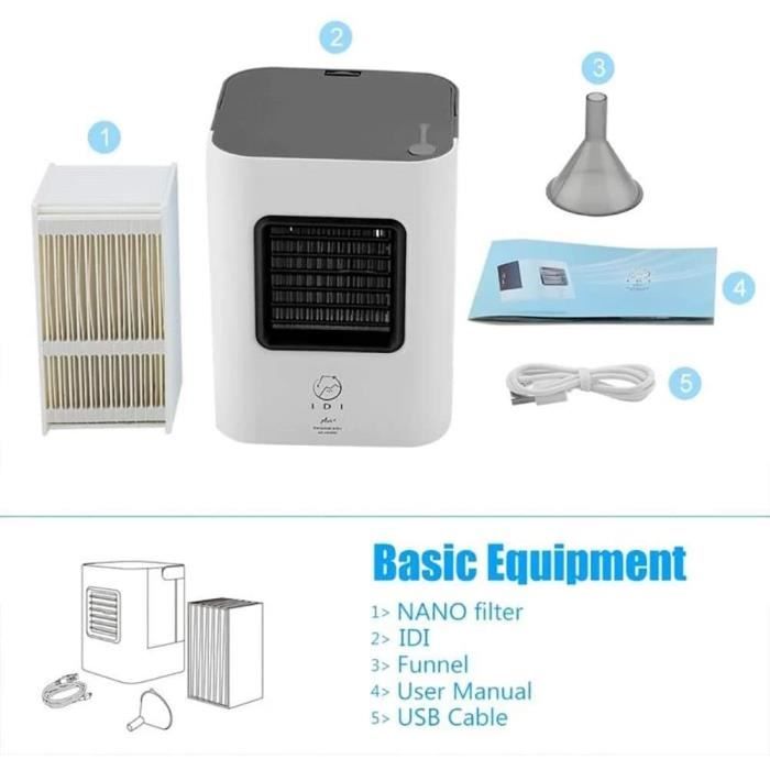 Rafraîchisseur D’air Portable Pesmory – Silencieux, 3 Vitesses, Rechargeable – Pour Bureau, Chambre, Intérieur - 7