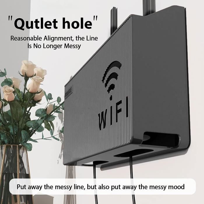 Boîte de rangement pour routeur WiFi - Étagère de placement TV - Rangée  inférieure - Boîte de protection en bois et plastique - Boîte de rangement  pour câbles - Support mural (2 tailles) : : Maison
