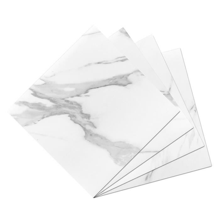 Yullpaper Carrelage Adhésif Sol Marbre Blanc 30x30cm Lot 4 Pièces - PVC Épaissi
