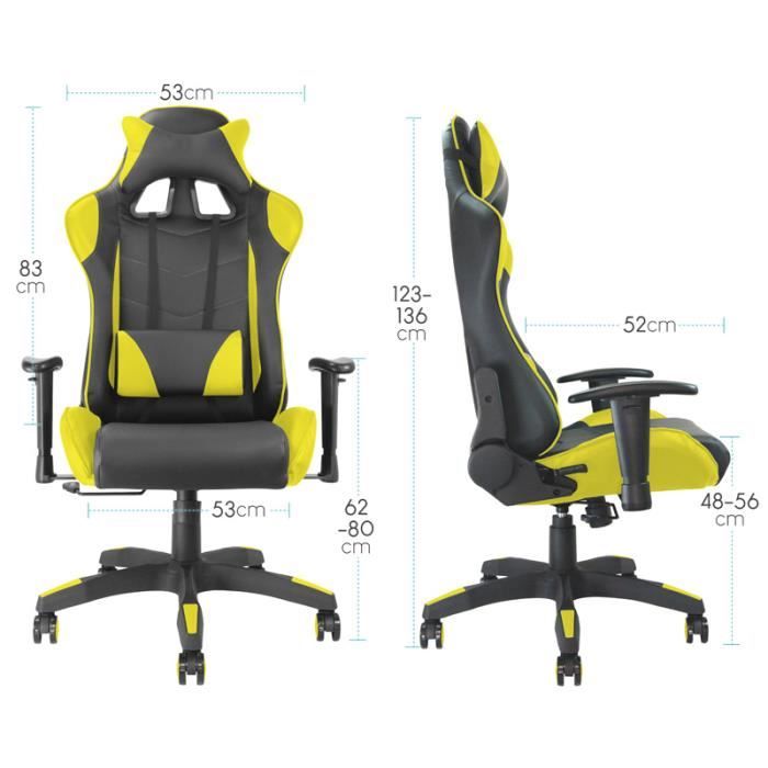 Fauteuil De Bureau Style Baquet Racing - Noir Et Blanc - Siège Inclinable, Réglable, Coussin Lombaire Et Appui-tête