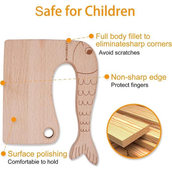 Kit Cuisine Enfant LETTO & TAILOR - 25 Pièces Sûres Dont Couteaux Montessori | Pour Apprendre à Cuisiner
