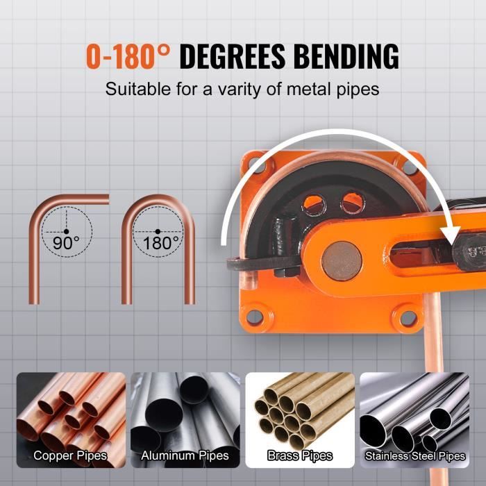 Cintreuse De Tubes Manuelle 3 En 1 - Outil De Cintrage Pour Cuivre Aluminium 1/4'' 5/16'' 3/8'' Jusqu'à 180°