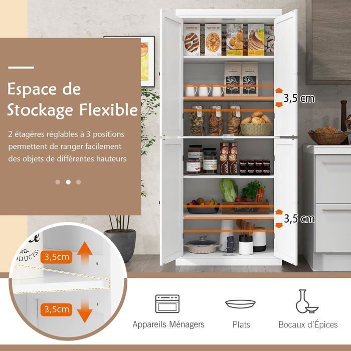 GOPLUS Meuble Cuisine Avec Station De Recharge Et Trou De | WhichOne