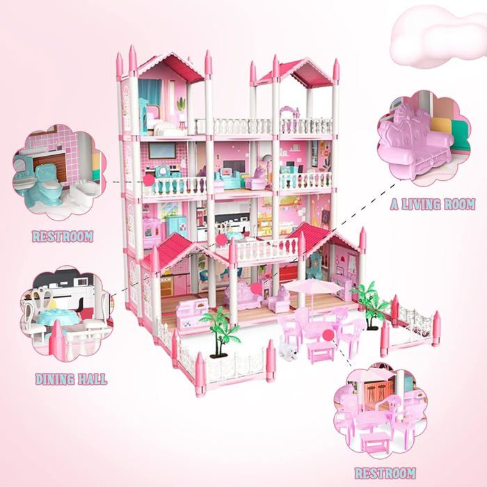 Kit Miniature Maison De Poupée En Bois Hilitand – DIY – Décoration Intérieure – Idée Cadeau – Instructions Détaillées – Rose