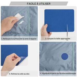 Lot De 10 Patchs Réparation Nylon Imperméable – Pour Tente, Auvent, Sac à Dos, Veste – Autocollant, Avec Outils