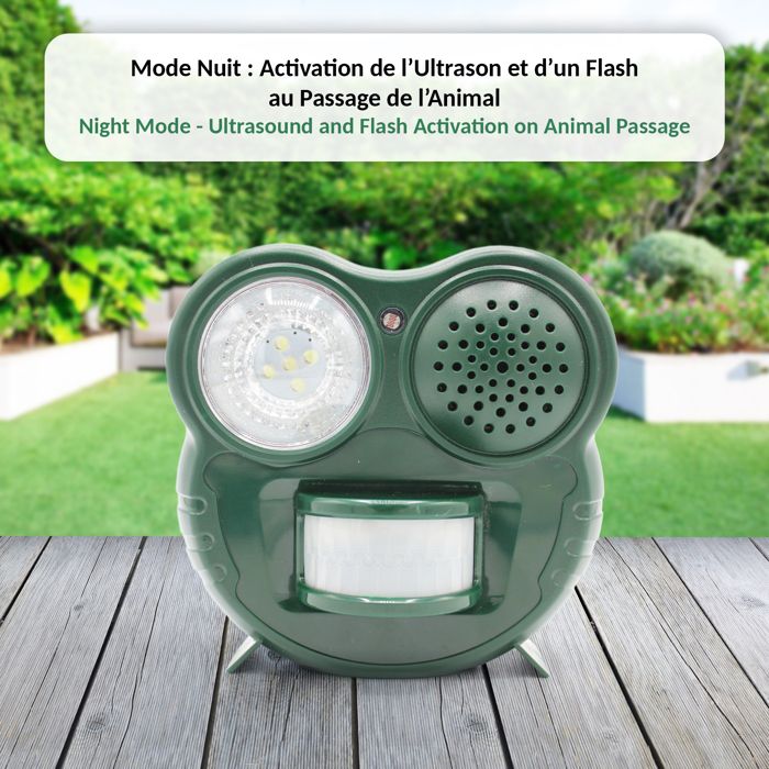 Répulsif à Ultrasons Solaire Pour Chats, Chiens, Rongeurs - 4 Modes, Détecteur De Mouvement, étanche - 11