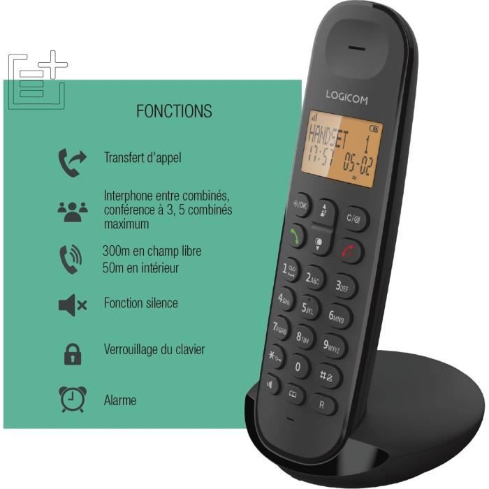 Logicom ILOA 150 Téléphone Fixe sans Fil sans Répondeur Logicom ILOA 150 Téléphone Fixe sans Fil sans Répondeur