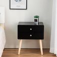  2x Table de nuit table de chevet Noir 2 tiroir surface de rangement Design skandinave Moderne-0