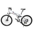 Cyclomoteur Électrique KAISDA K1 Pliant 26 Pouces Vélo de Montagne 500W Moteur SHIMANO 7 - Blanc - Mixte-0