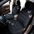 4 pièces housse de siège de voiture universelle papillon brodé housses de siège intérieur 100% tissu de polyester-0