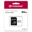 Carte mémoire microSDXC UHS-I TRANSCEND 300S 64 Go - Classe 10 - Vitesse de lecture jusqu'à 95 Mo/s-0