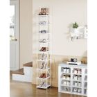 HZUANERI Étagère à Chaussures Verticale, Meuble à Chaussure à 9 Niveaux, Étroite, 2 Modes Réglables, pour L'entrée, Couloir, Salon, Blanc