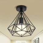 WOTTES UNI Plafonnier Industrielle Cage Forme Diamant Noir Lustre Suspension Métal Luminaire Couloir Cuisine
