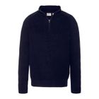 Pull Homme Schott Plali - Marine - Manches longues - Col montant - 1/2 zip - 100% Coton