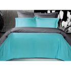 SALOME PRESTIGE Housse de couette bicolore et réversible Satin de Coton 120 fils - 200x200 - gris foncé/turquoise