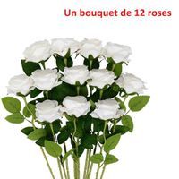Blanc Roses Artificielles, Fleurs Artificielles Deco pour Jardin, Fête de Mariage, Intérieur, Extérieur de Fleurs décoratives