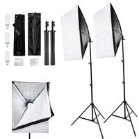 Fihero Kit Photographique Lampe Studio Softbox 2 *50*0cm + 135W Ampoule +Pied d'éclairage 2 x 2m +sac