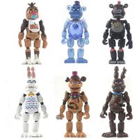 Lot de 6 Figurines FNAF Five Nights at Freddy's Action Figures Bonnie Foxy Chica Modèle de poupées articulées Amovibles, 15-17,5 cm