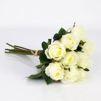 Bouquet de 10 roses artificielles MOLLY, blanc, 35 cm, Ø 20 cm - Bouquet de fleurs artificielles -  artplants Réf 34489